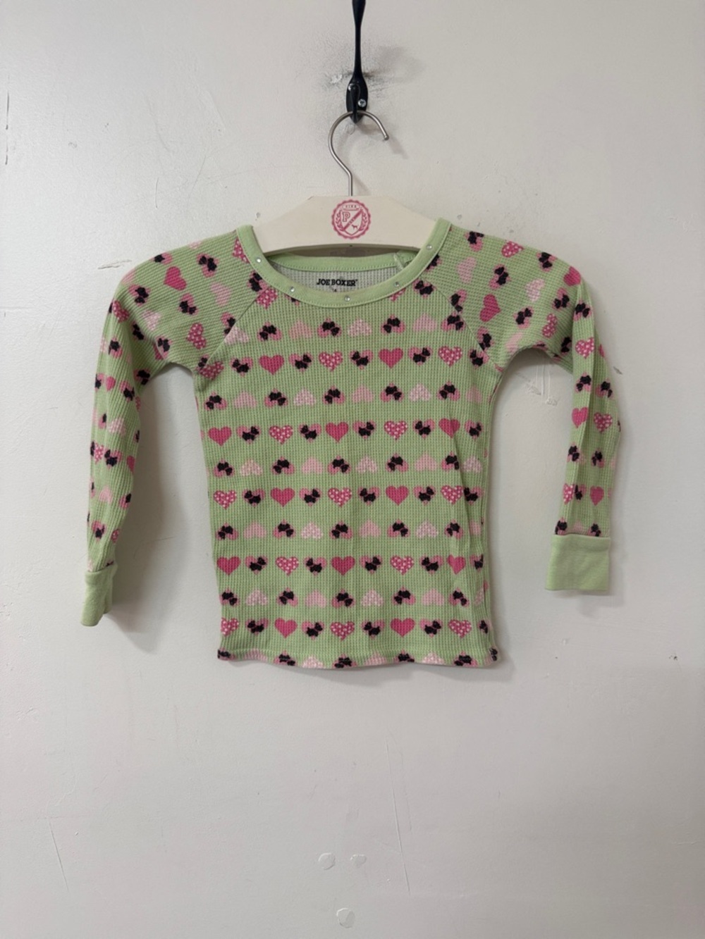 Joe Boxer Light Green Long Sleeve Top with Pink Hearts 2009